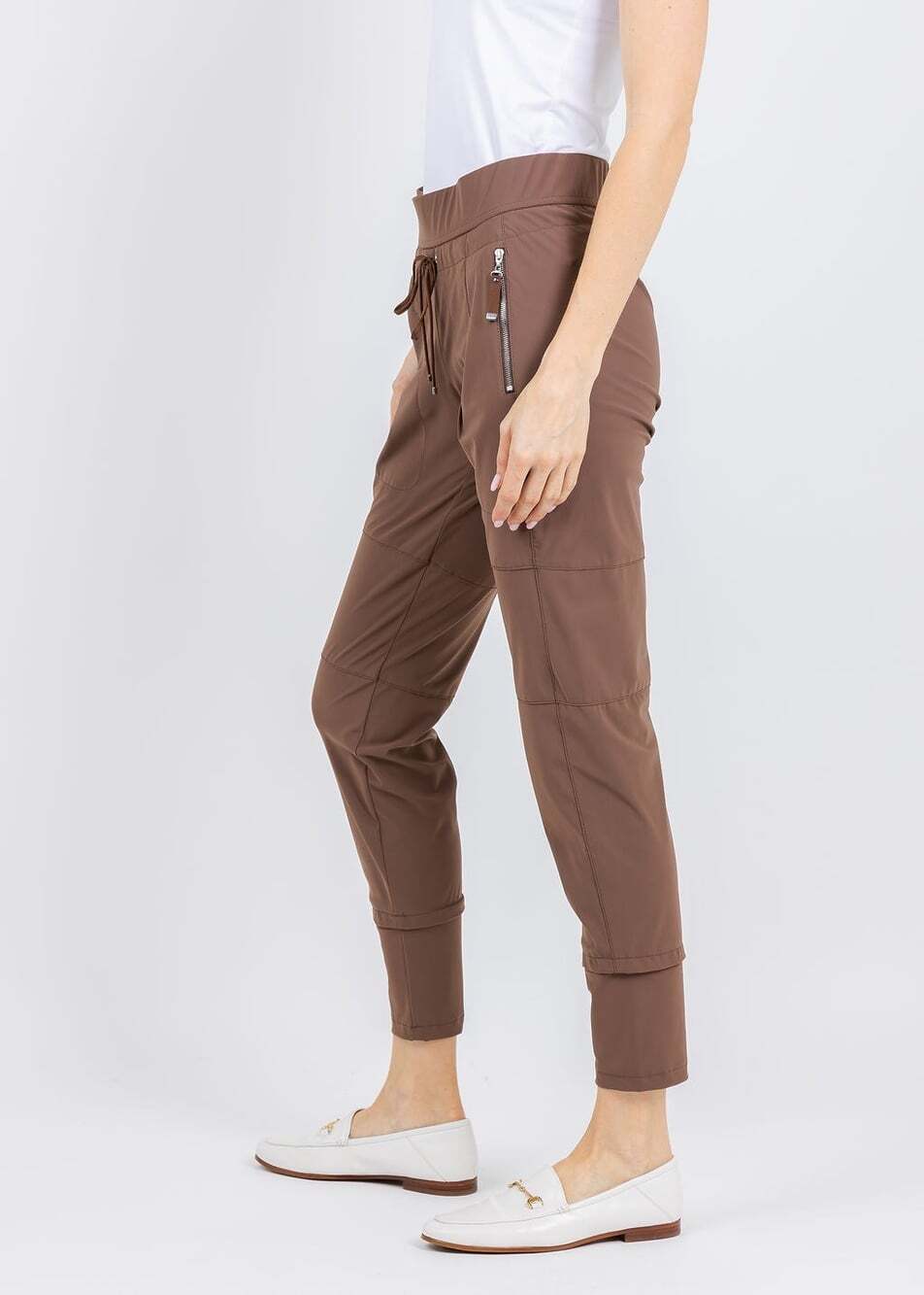 Raffaello Rossi Women's Size 46 Brown Polyamide Candy Jogger Pants
